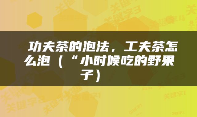  功夫茶的泡法，工夫茶怎么泡（“小时候吃的野果子） 