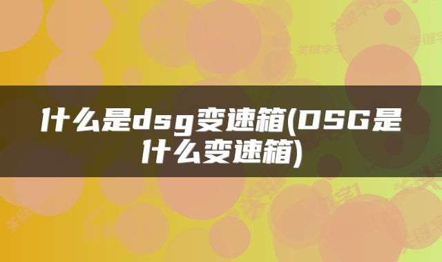 什么是dsg变速箱(DSG是什么变速箱)