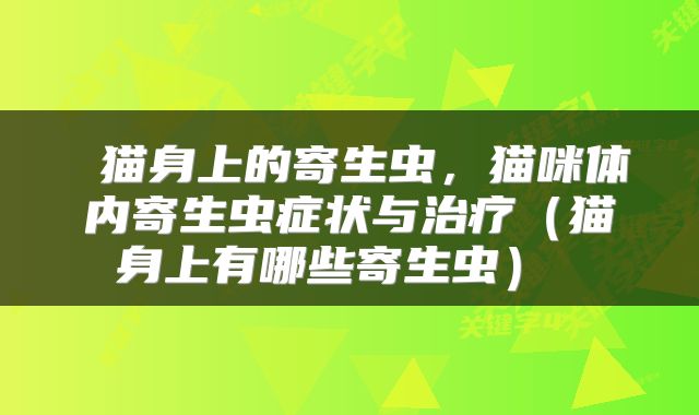猫身上的寄生虫,猫咪体内寄生虫症状与治疗(猫身上有哪些寄生虫)