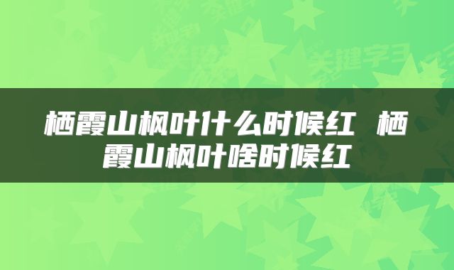 栖霞山枫叶什么时候红 栖霞山枫叶啥时候红