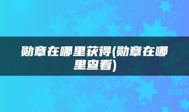 勋章在哪里获得(勋章在哪里查看)