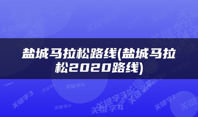 盐城马拉松路线(盐城马拉松2020路线)