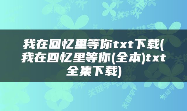 我在回忆里等你txt下载(我在回忆里等你(全本)txt全集下载)
