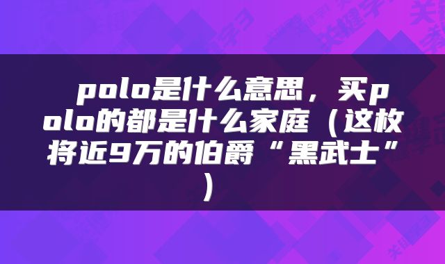  polo是什么意思，买polo的都是什么家庭（这枚将近9万的伯爵“黑武士”） 