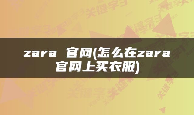 zara 官网(怎么在zara官网上买衣服)