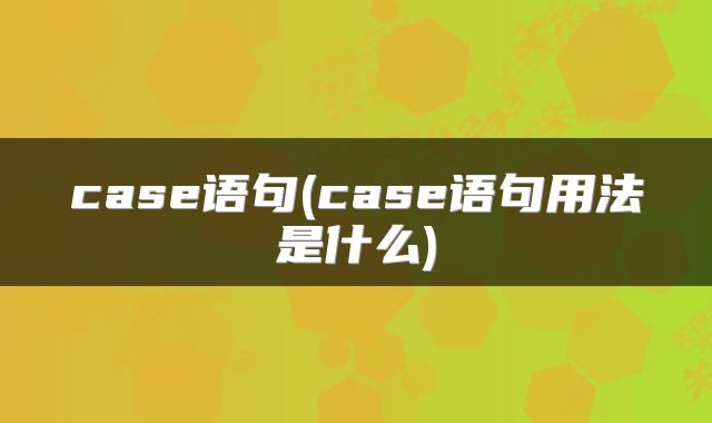 case语句(case语句用法是什么)