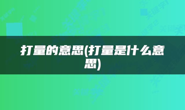 打量的意思(打量是什么意思)