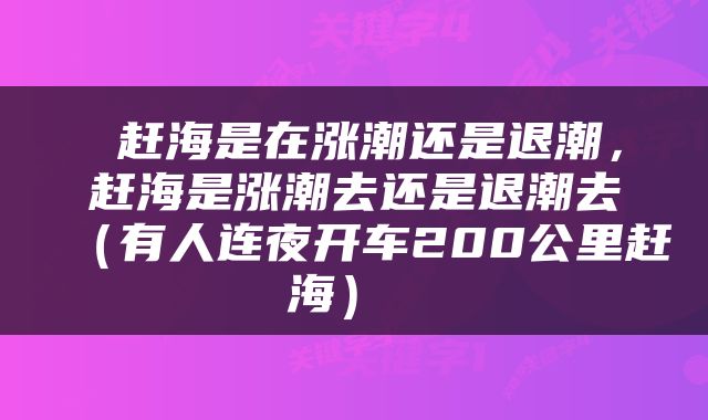  赶海是在涨潮还是退潮，赶海是涨潮去还是退潮去（有人连夜开车200公里赶海） 