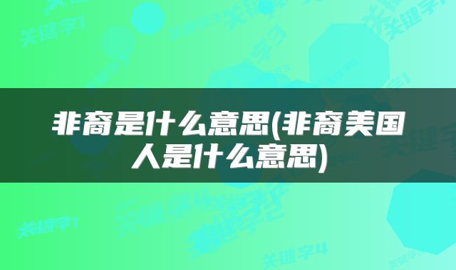 非裔是什么意思(非裔美国人是什么意思)