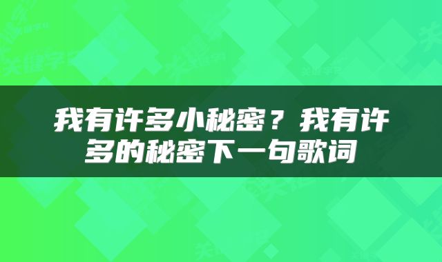 我有许多小秘密?我有许多的秘密下一句歌词