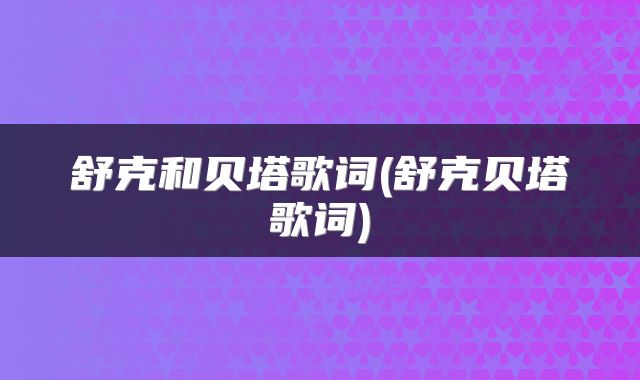 舒克和贝塔歌词(舒克贝塔歌词)