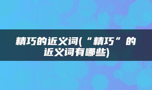 精巧的近义词(“精巧”的近义词有哪些)