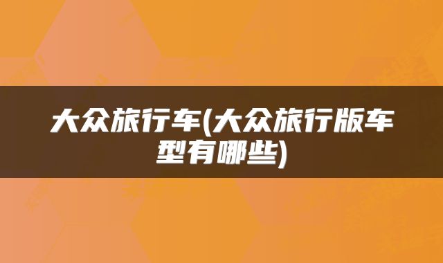 大众旅行车(大众旅行版车型有哪些)