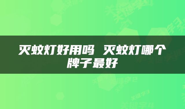 灭蚊灯好用吗 灭蚊灯哪个牌子最好