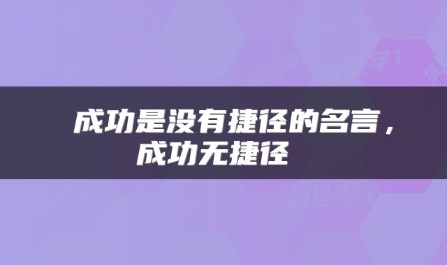  成功是没有捷径的名言，成功无捷径 