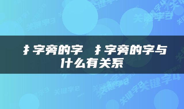 扌字旁的字 扌字旁的字与什么有关系
