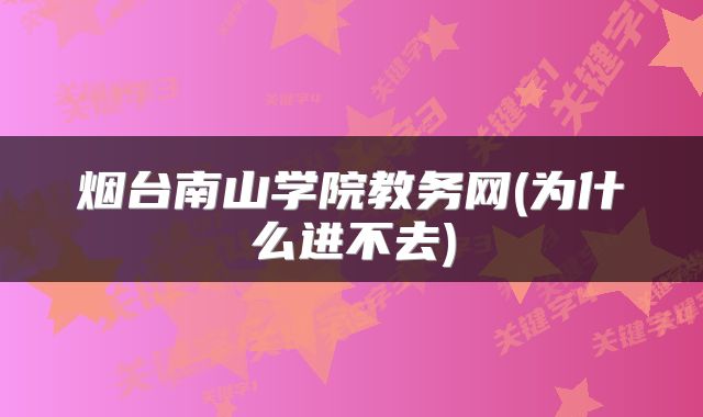 烟台南山学院教务网(为什么进不去)