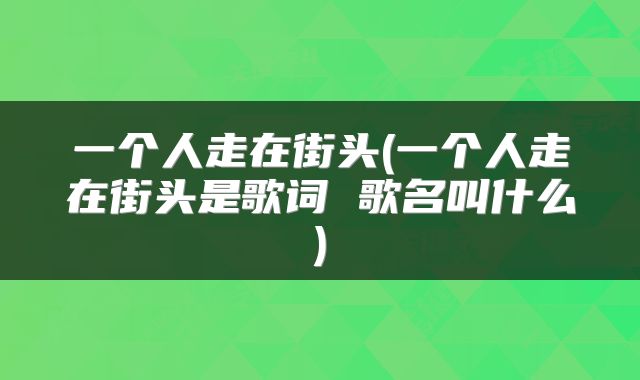 一个人走在街头(一个人走在街头是歌词 歌名叫什么)