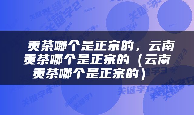  贡茶哪个是正宗的，云南贡茶哪个是正宗的（云南贡茶哪个是正宗的） 