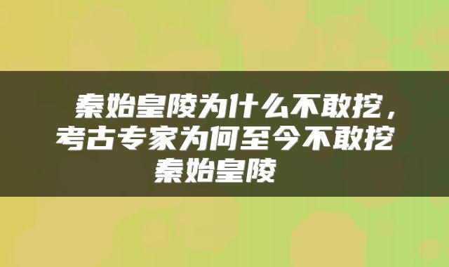  秦始皇陵为什么不敢挖，考古专家为何至今不敢挖秦始皇陵 