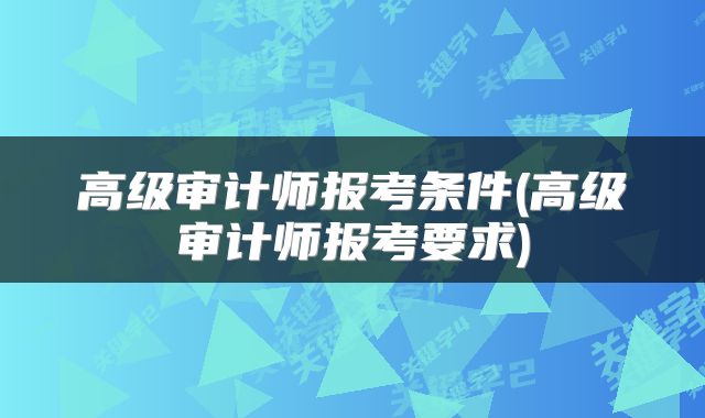 高级审计师报考条件(高级审计师报考要求)