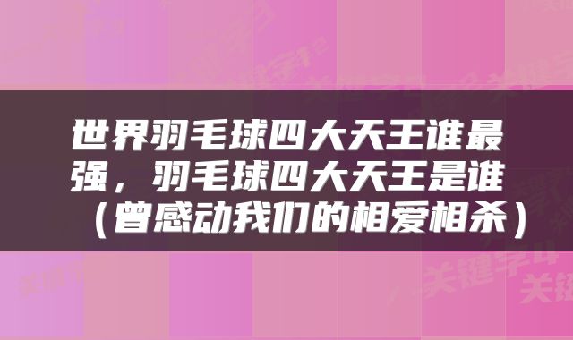 世界羽毛球四大天王谁最强，羽毛球四大天王是谁（曾感动我们的相爱相杀）