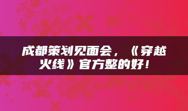 成都策划见面会，《穿越火线》官方整的好！