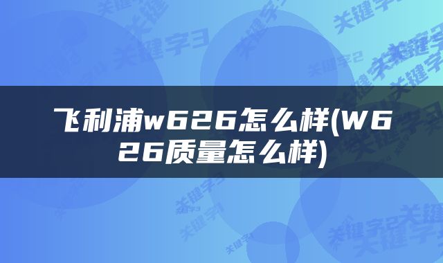 飞利浦w626怎么样(W626质量怎么样)