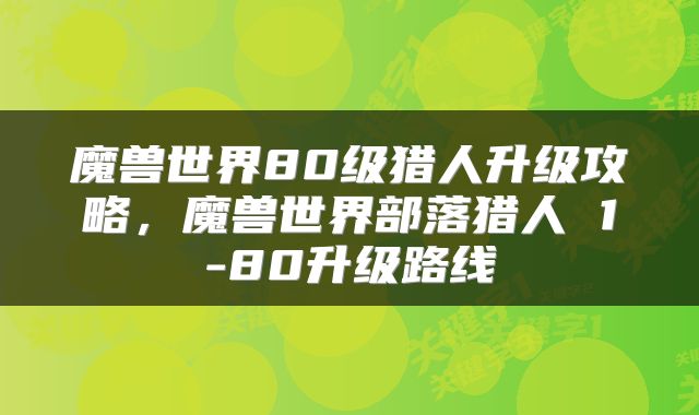 魔兽世界80级猎人升级攻略，魔兽世界部落猎人 1-80升级路线