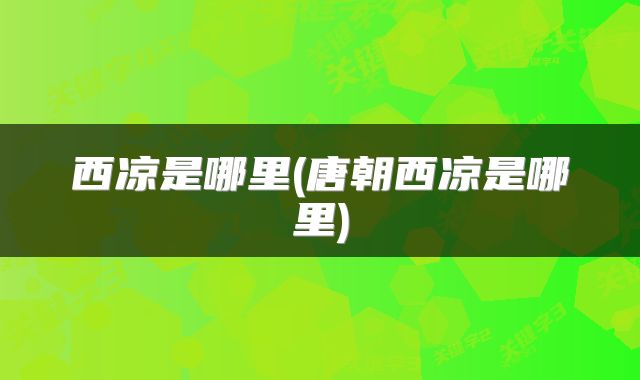 西凉是哪里(唐朝西凉是哪里)