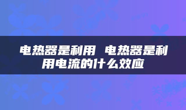 电热器是利用 电热器是利用电流的什么效应