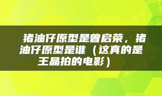  猪油仔原型是曾启荣，猪油仔原型是谁（这真的是王晶拍的电影） 