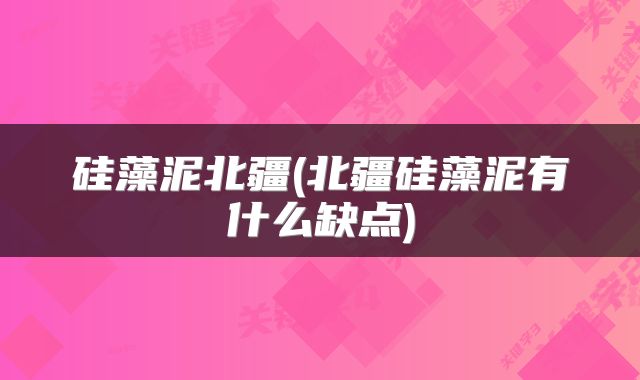 硅藻泥北疆(北疆硅藻泥有什么缺点)