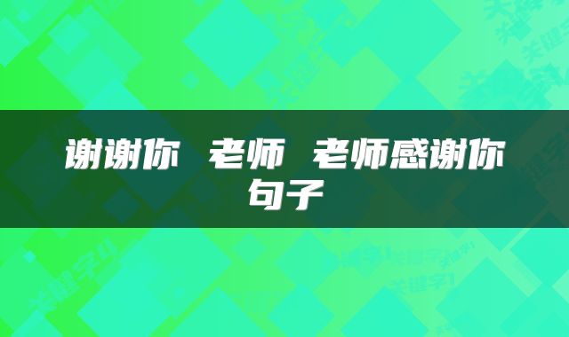 谢谢你 老师 老师感谢你句子