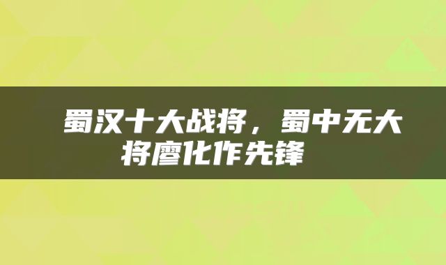  蜀汉十大战将，蜀中无大将廖化作先锋 