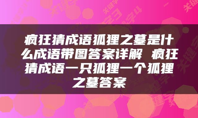 疯狂猜成语狐狸之墓是什么成语带图答案详解 疯狂猜成语一只狐狸一个狐狸之墓答案