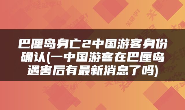 巴厘岛身亡2中国游客身份确认(一中国游客在巴厘岛遇害后有最新消息了吗)