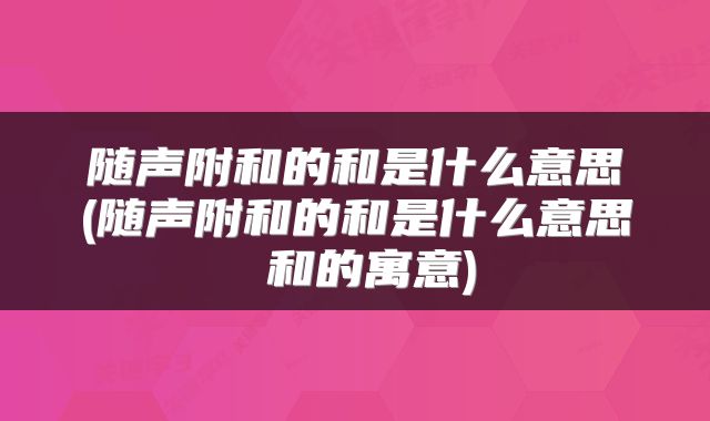 随声附和的和是什么意思(随声附和的和是什么意思 和的寓意)