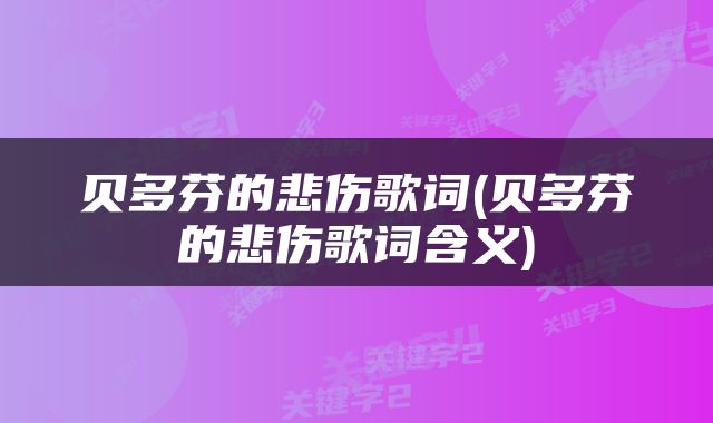 贝多芬的悲伤歌词(贝多芬的悲伤歌词含义)