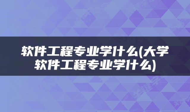 软件工程专业学什么(大学软件工程专业学什么)