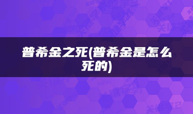 普希金之死(普希金是怎么死的)