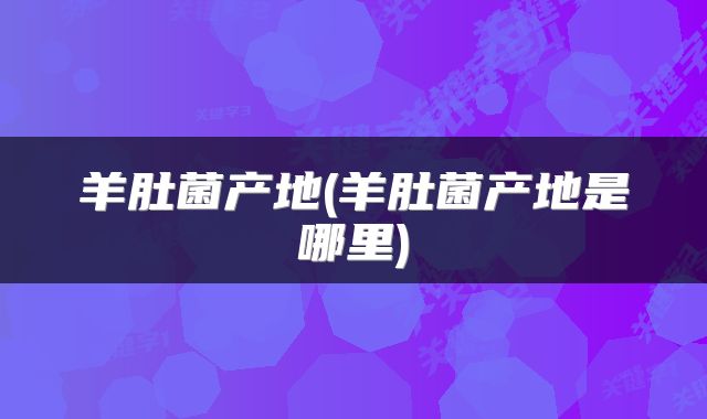 羊肚菌产地(羊肚菌产地是哪里)