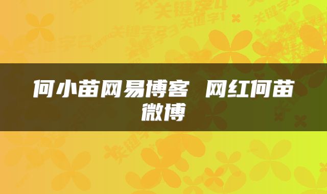 何小苗网易博客 网红何苗微博