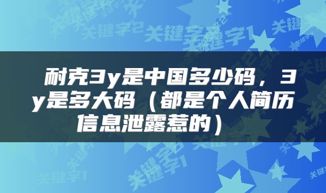  耐克3y是中国多少码，3y是多大码（都是个人简历信息泄露惹的） 