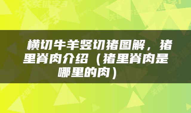  横切牛羊竖切猪图解，猪里脊肉介绍（猪里脊肉是哪里的肉） 