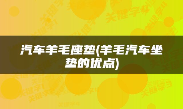 汽车羊毛座垫(羊毛汽车坐垫的优点)