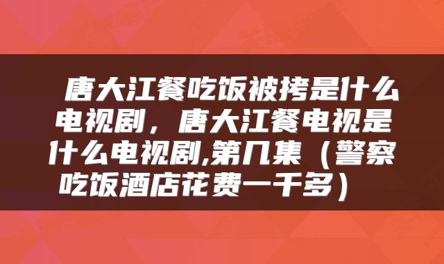  唐大江餐吃饭被拷是什么电视剧，唐大江餐电视是什么电视剧,第几集（警察吃饭酒店花费一千多） 