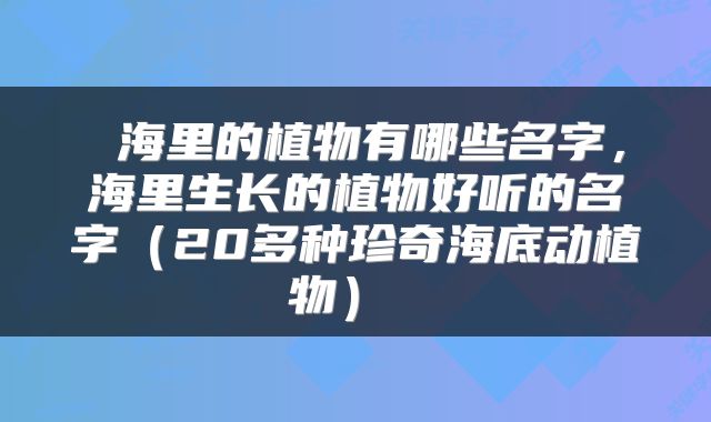  海里的植物有哪些名字，海里生长的植物好听的名字（20多种珍奇海底动植物） 