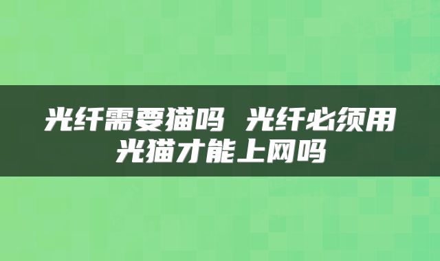 光纤需要猫吗 光纤必须用光猫才能上网吗