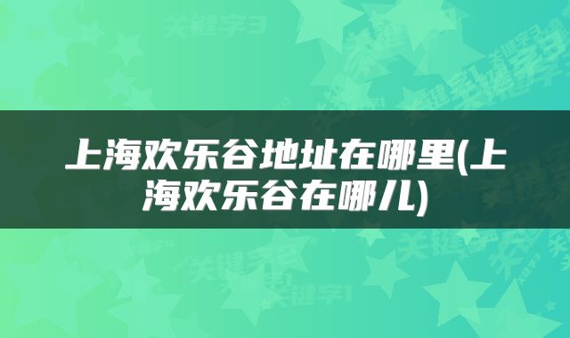 上海欢乐谷地址在哪里(上海欢乐谷在哪儿)